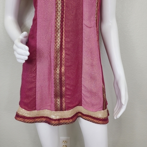 Sakshi Malhotra Pink Gold Boho India Print Tunic Top Size M - Picture 3 of 7